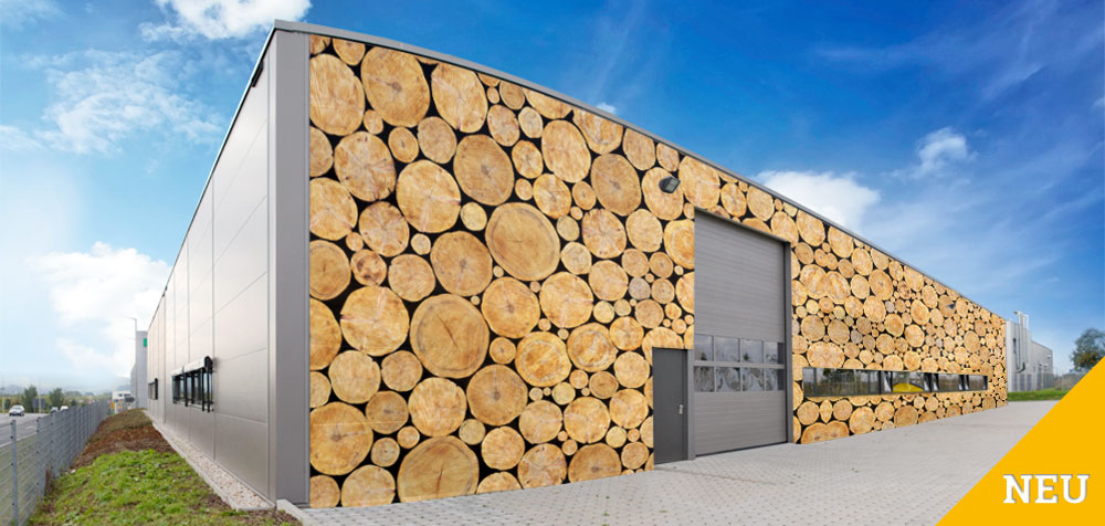 Fassade mit Holz als Objektdesign